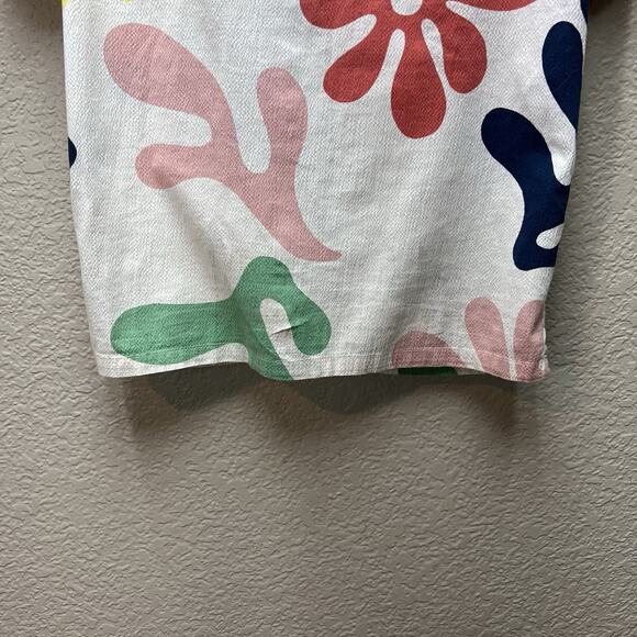 Free Assembly Seersucker Camp Shirt Kids XL 14/16 Floral Paint Splat - Picture 7 of 9